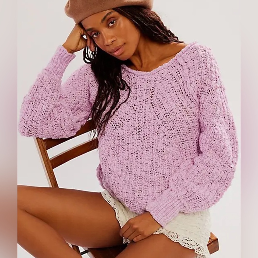 FREE PEOPLE LILAC BOUQUET IN A SWIRL‎ PULLOVER SWEATER SZ xs NWT